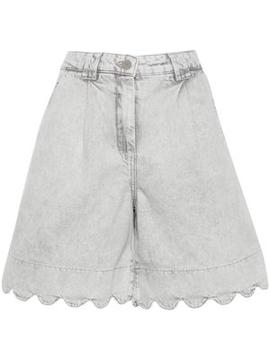 Stella Nova scallop-hem denim shorts - Grey