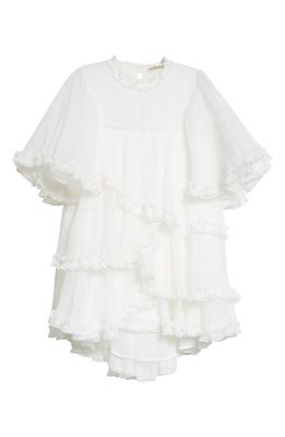 STELLA NOVA Skylar Frill Detail Babydoll Dress in White