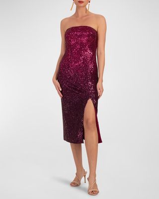 Stella Strapless Ombre Sequin Midi Dress