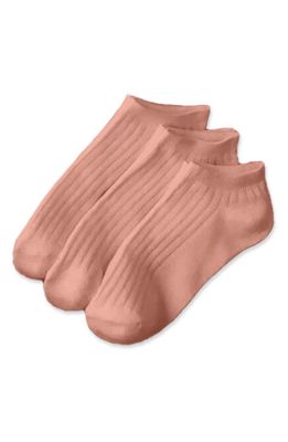 Stems 3-Pack Cotton Blend Rib Ankle Socks in Pink