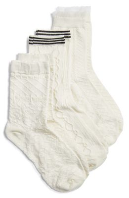 Stems Assorted 3-Pack Intarsia Cotton Blend Socks in White Assorted 