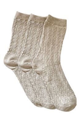 Stems Assorted 3-Pack Woven Texture Crew Socks in Oatmeal