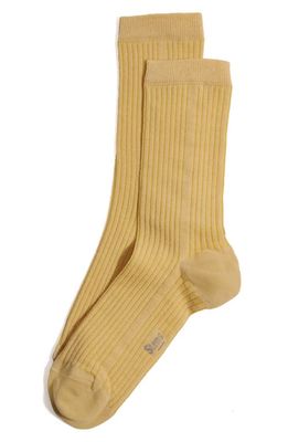 Stems Cotton & Cashmere Blend Crew Socks in Ochre 