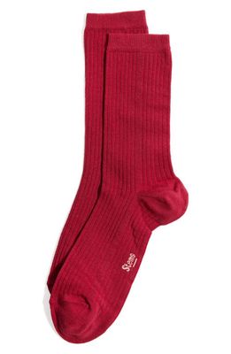 Stems Cotton & Cashmere Blend Crew Socks in Red 