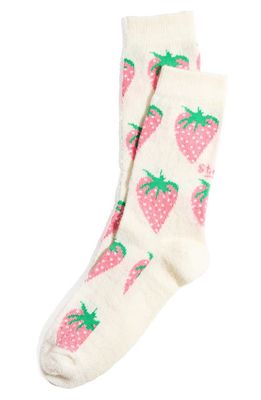 Stems Cotton & Merino Wool Blend Crew Socks in Pink 