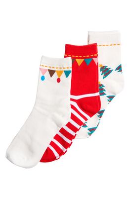 Stems Festive 3-Pack Quarter Socks Gift Set in Red Multi