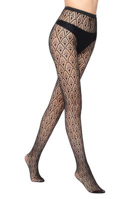 Stems Frond Fishnet Tights in Black