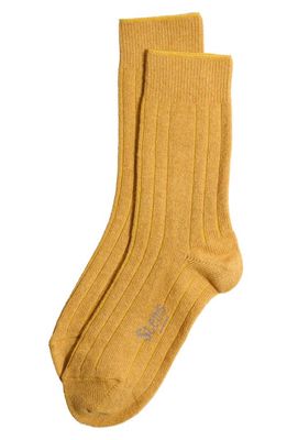 Stems Luxe Merino Wool & Cashmere Blend Crew Socks in Ochre 