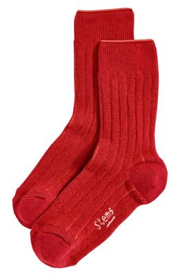Stems Luxe Merino Wool & Cashmere Blend Crew Socks in Red