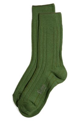 Stems Luxe Merino Wool Blend Crew Socks in Alpine Green