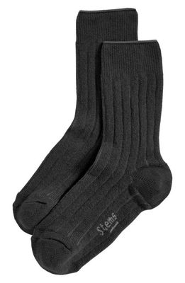 Stems Luxe Merino Wool Blend Crew Socks in Black