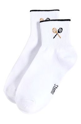 Stems Prep School Quarter Socks in White/Black 