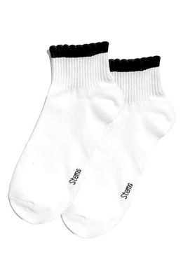 Stems Ruffle Sport Ankle Socks in White/Black