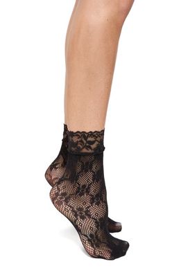 Stems Trellis Fishnet Ankle Socks in Black