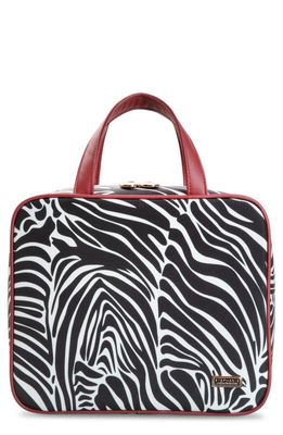 Stephanie Johnson Large Sahara Zebra Martha Briefcase Cosmetics Bag in Black/White