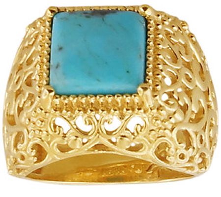 Sterling & 14K Gold-Plated Domed Turquoise Ring