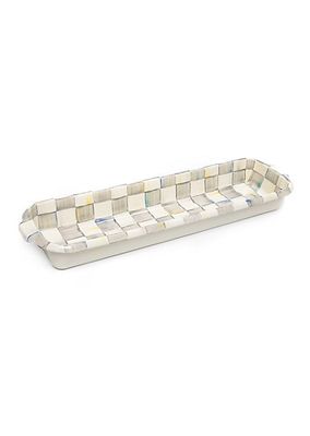 Sterling Check Enamel Baguette Dish