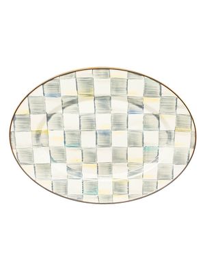 Sterling Check Enamel Oval Platter