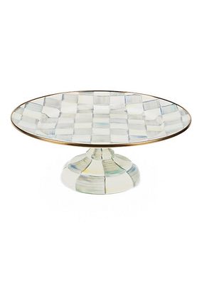 Sterling Check Enamel Small Pedestal Platter