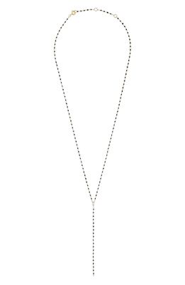 Sterling Forever Beaded Y Necklace in Black
