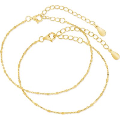 Sterling Forever Chloe Set of 2 Station Bracelets in Gold 