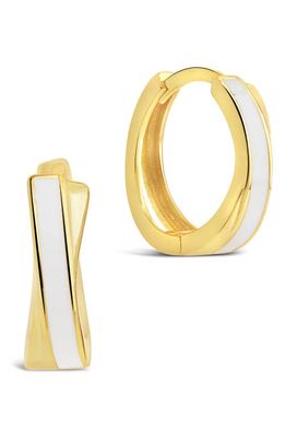 Sterling Forever Lab Created Mother-of-Pearl Twist Hoop Earrings in Gold