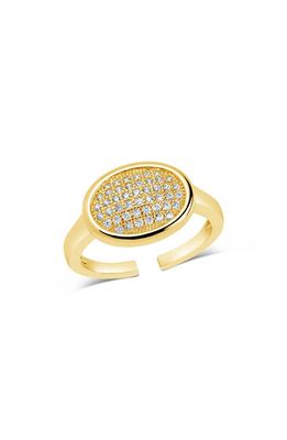 Sterling Forever Mira Cubic Zirconia Pavé Signet Ring in Gold