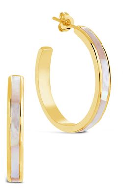 Sterling Forever Mishel Mother of Pearl Hoop Earrings in Gold