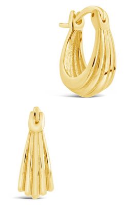 Sterling Forever Ripple Hoop Earrings in Gold 