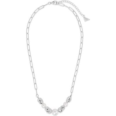 Sterling Forever Sylvie Cultured Pearl Paper Clip Chain Necklace in Silver 