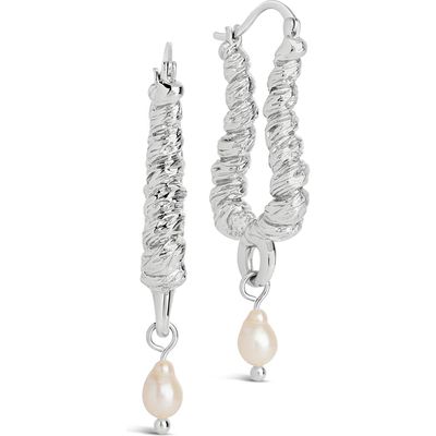 Sterling Forever Sylvie Freshwater Pearl Hoop Earrings in Silver 