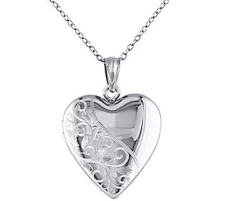 Sterling Heart Locket Pendant with Chain by Sil ver Style