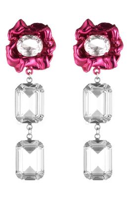 Sterling King Ada Floral Crystal Drop Earrings in Fuchsia