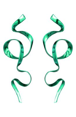 Sterling King Allegro Ribbon Drop Earrings in Emerald