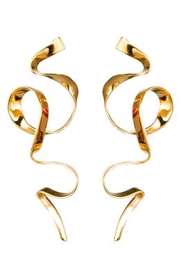 Sterling King Allegro Ribbon Drop Earrings in Gold 