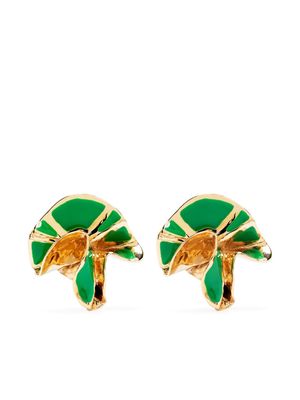 Sterling King Delphin flower earrings - Green