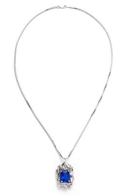 Sterling King Edith Crystal Pendant Necklace in Silver - Sapphire