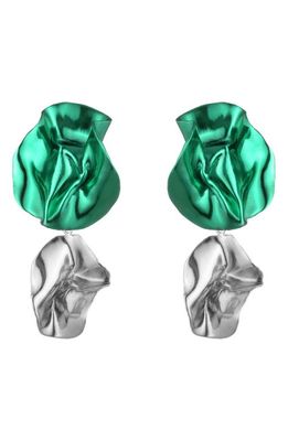Sterling King Flashback Fold Drop Earrings in Emerald - Silver