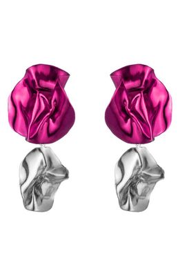 Sterling King Flashback Fold Drop Earrings in Fuchsia - Silver