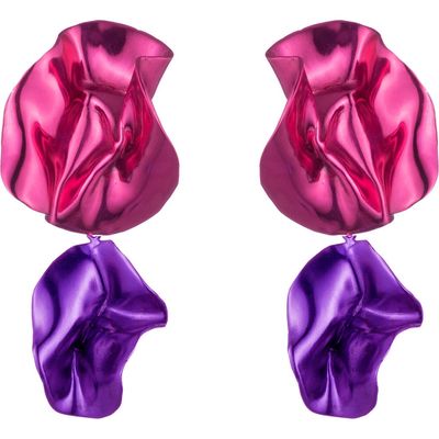 Sterling King Flashback Fold Drop Earrings in Fuchsia - Violet 