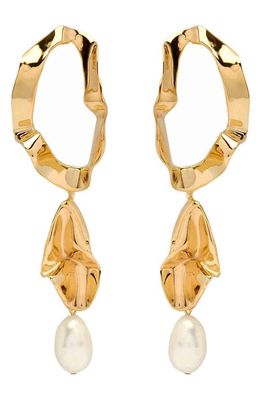 Sterling King Inside Out Pearl Drop Earrings in Gold