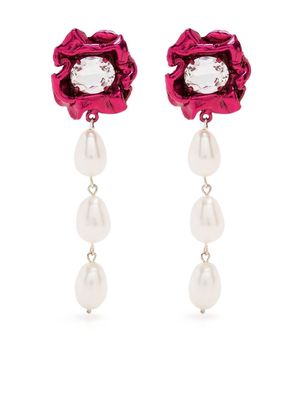 Sterling King Lola crystal pearl drop earring - Pink