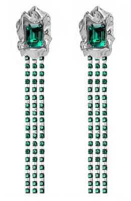 Sterling King Maude Crystal Drop Earrings in Silver - Emerald