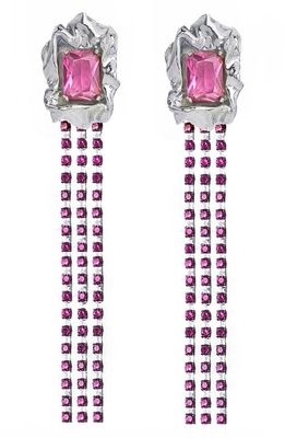 Sterling King Maude Crystal Drop Earrings in Silver - Pink