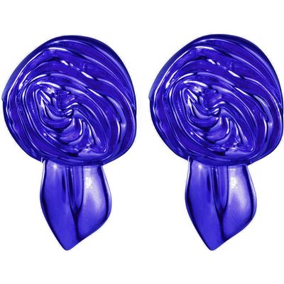 Sterling King Rosette Stud Earrings in Blue 