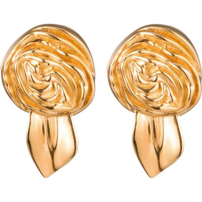 Sterling King Rosette Stud Earrings in Gold 