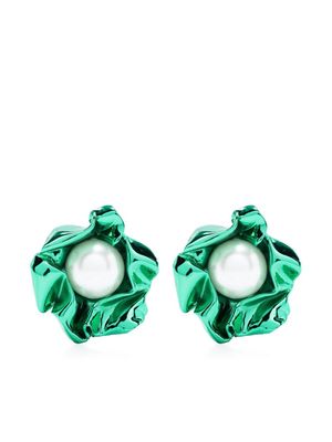 Sterling King Titania pearl stud earrings - Green