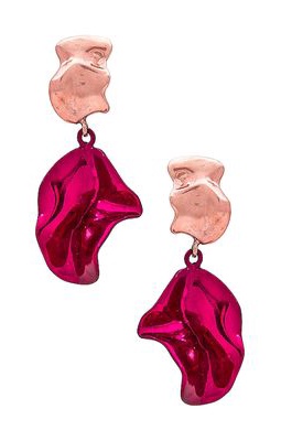 Sterling King Two Tone Fold Mini Earrings in Fuchsia.