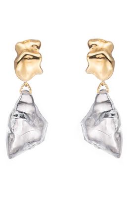 Sterling King Vertebrae Lucite Earrings in Gold