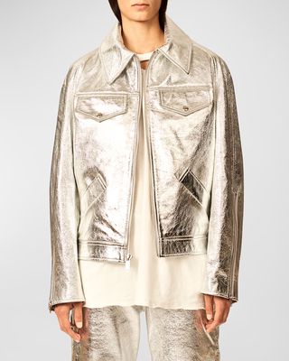 Sterling Metallic Leather Zip Jacket